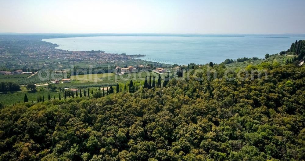 Aerial image Bardolino - Town View of the streets and houses of Bardolino at the garda sea in Veneto, Italy