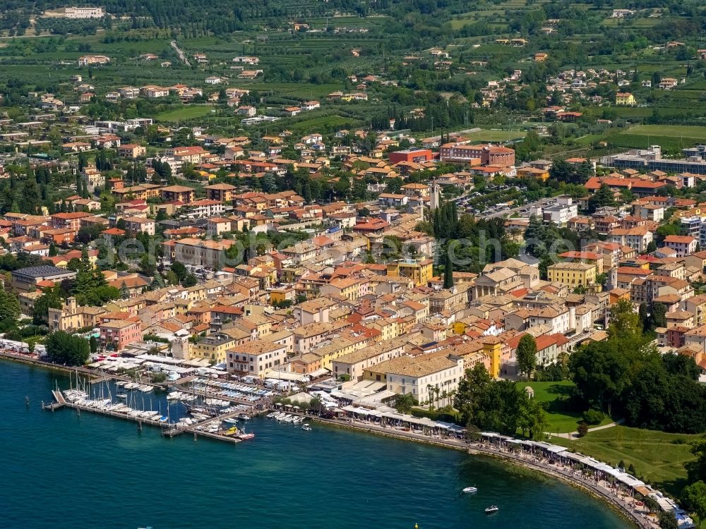 Aerial image Bardolino - Town View of the streets and houses of the residential areas in Bardolino in Veneto, Italy