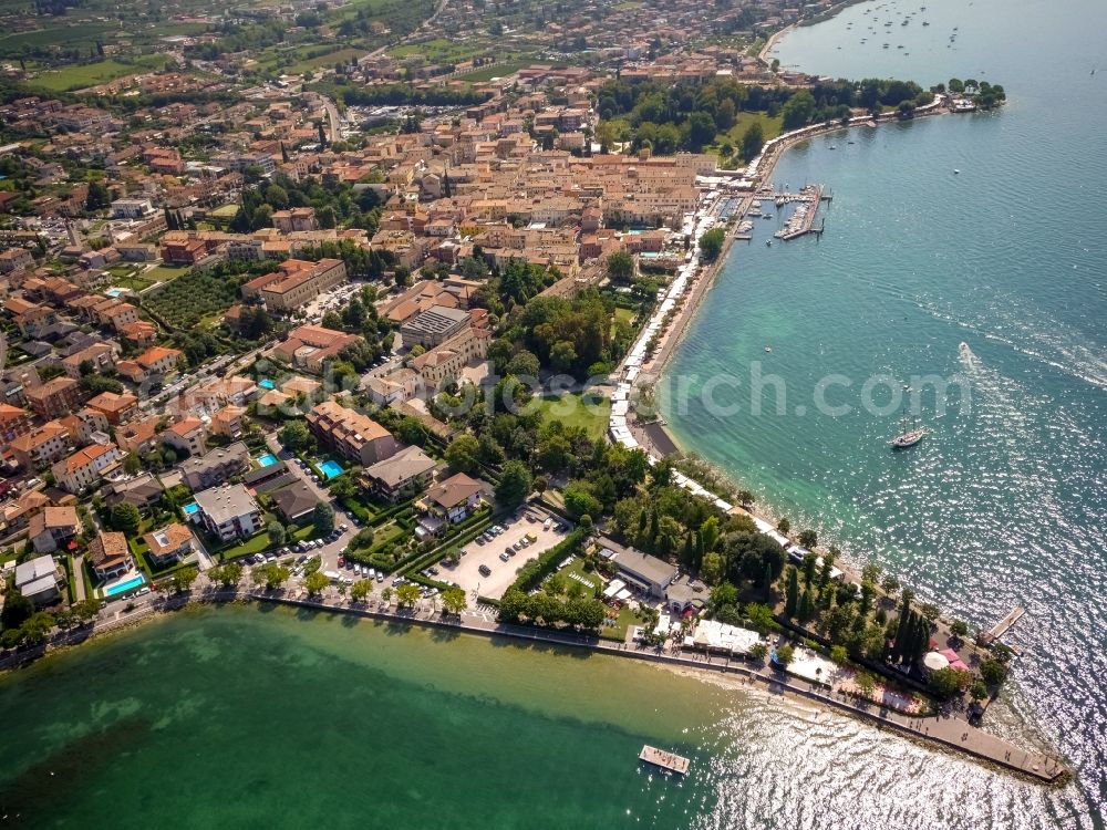 Aerial image Bardolino - Town View of the streets and houses of the residential areas in Bardolino in Veneto, Italy