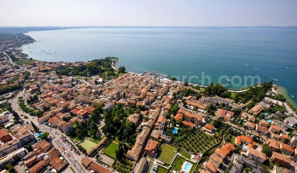 Bardolino from above - Town View of the streets and houses of the residential areas in Bardolino in Veneto, Italy