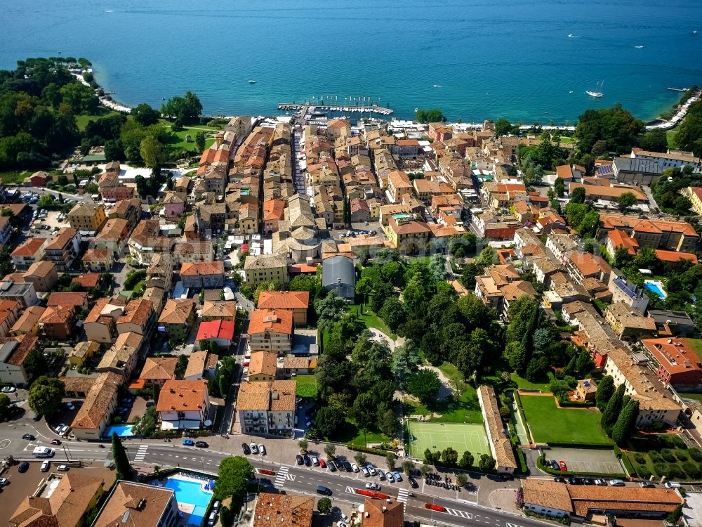 Aerial image Bardolino - Town View of the streets and houses of the residential areas in Bardolino in Veneto, Italy