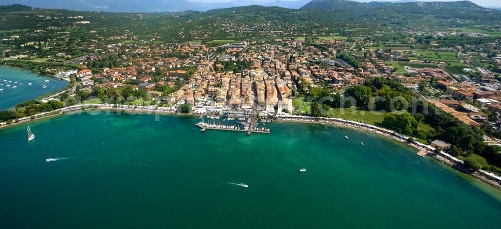 Aerial image Bardolino - Town View of the streets and houses of the residential areas in Bardolino in Veneto, Italy