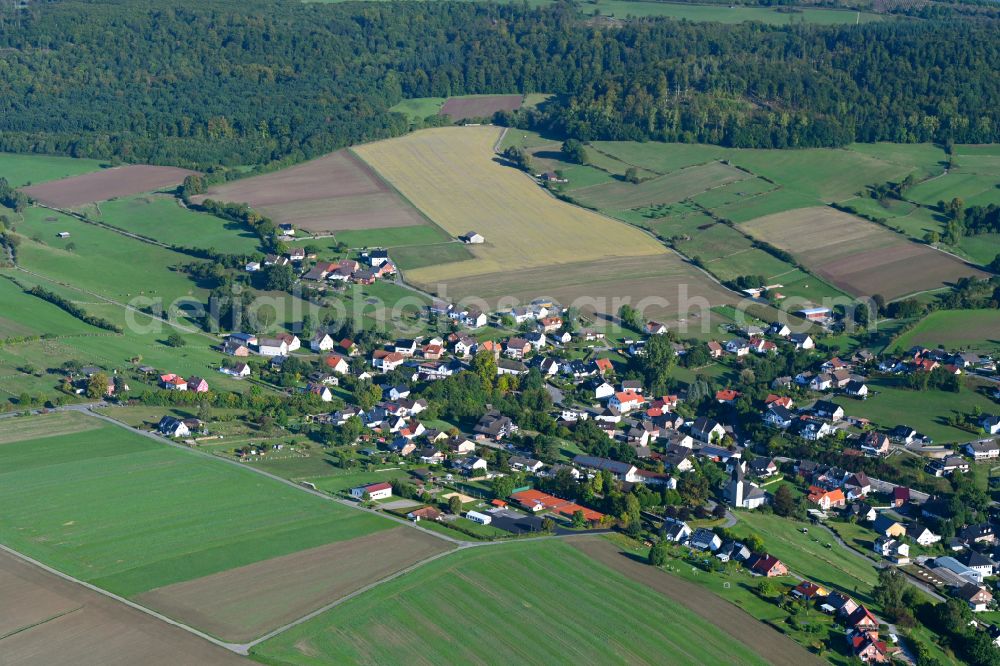 Bödexen from above - Town View of the streets and houses of the residential areas in Boedexen in the state North Rhine-Westphalia, Germany