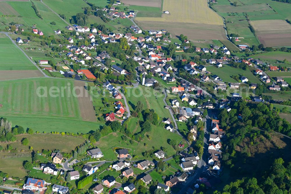 Bödexen from above - Town View of the streets and houses of the residential areas in Boedexen in the state North Rhine-Westphalia, Germany