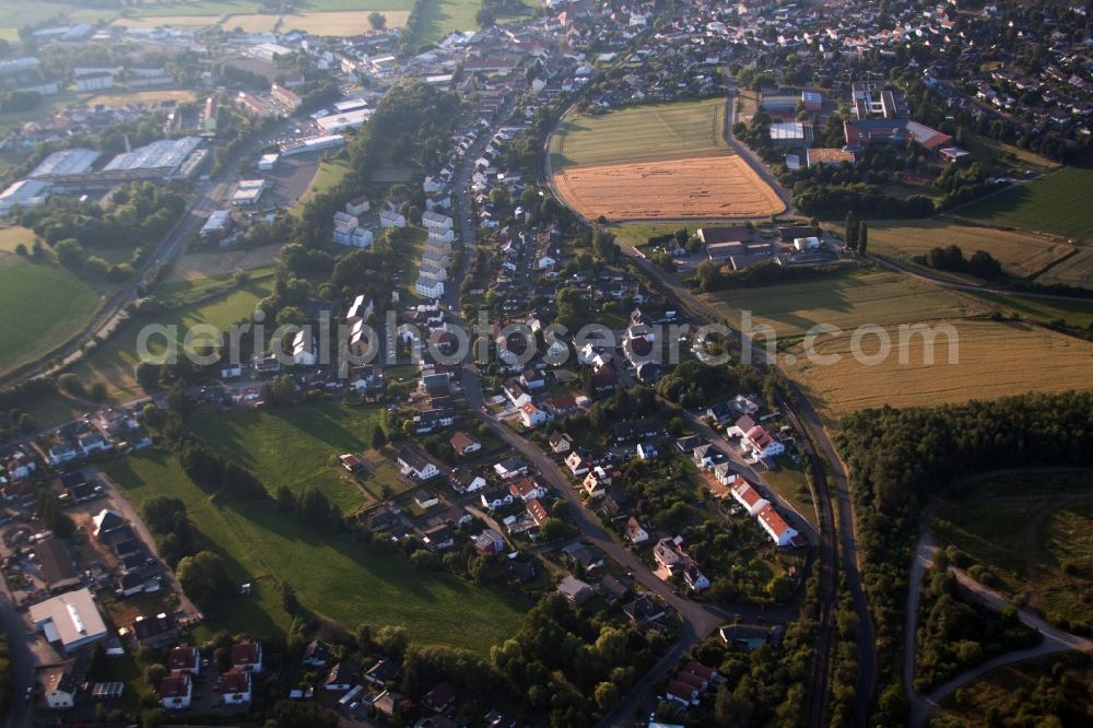 Aerial photograph Büdingen - Town View of the streets and houses of the residential areas in Buedingen in the state Hesse