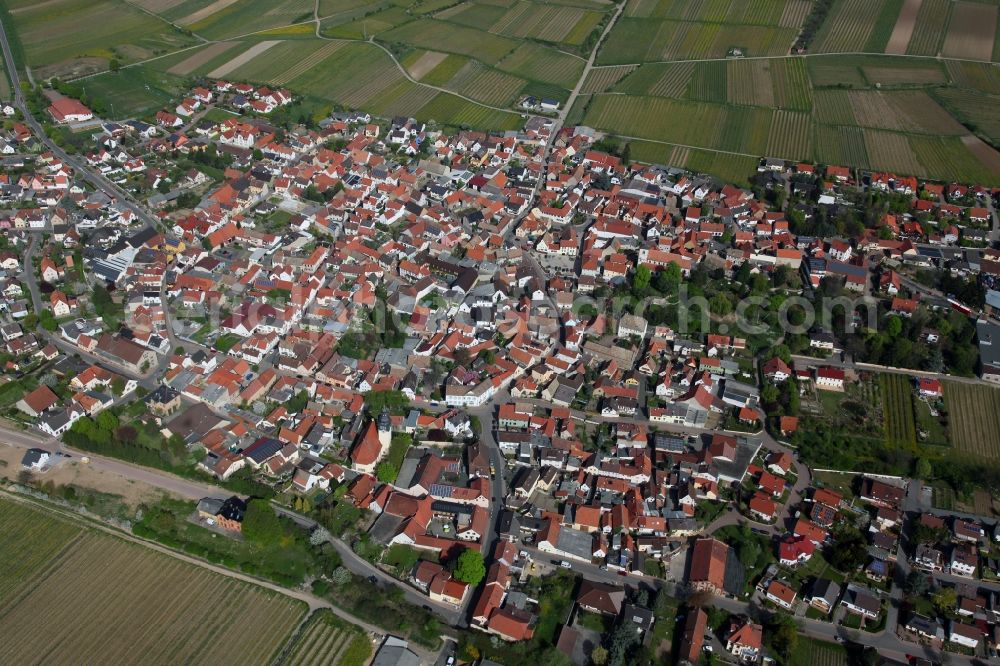 Aerial image Bechtheim - Townscape of Bechtheim is a municipality in the district Alzey-Worms in Rhineland-Palatinate