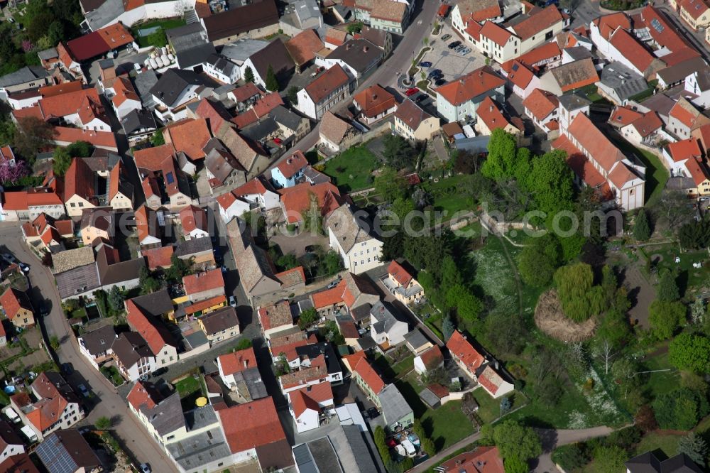 Bechtheim from above - Townscape of Bechtheim is a municipality in the district Alzey-Worms in Rhineland-Palatinate