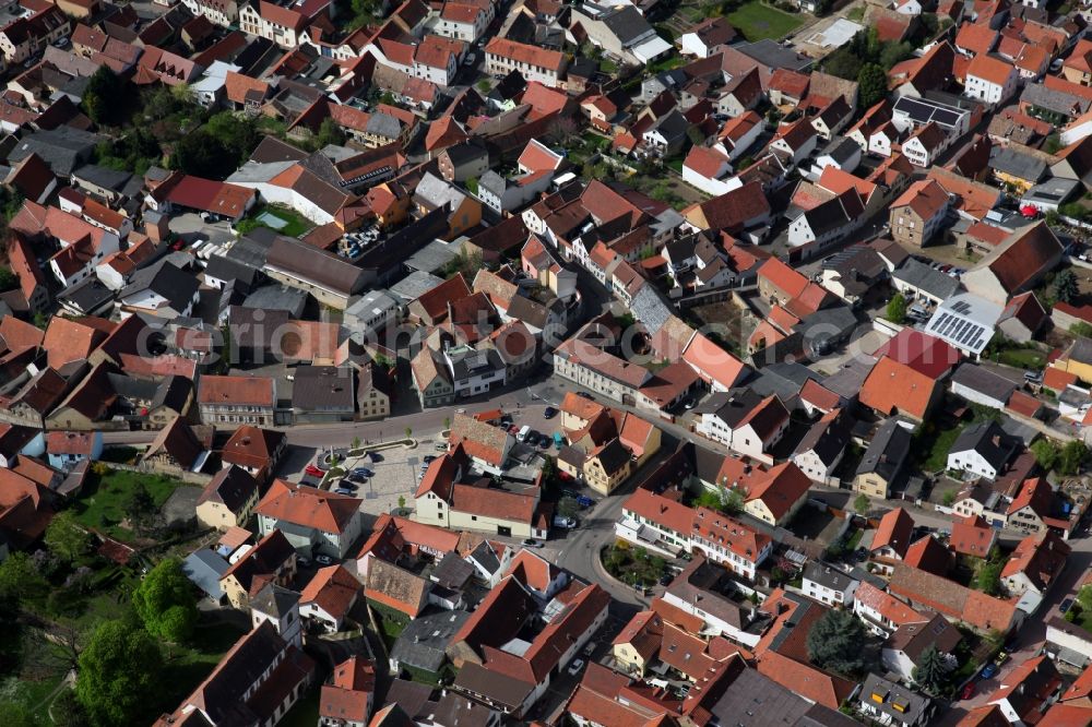 Aerial photograph Bechtheim - Townscape of Bechtheim is a municipality in the district Alzey-Worms in Rhineland-Palatinate