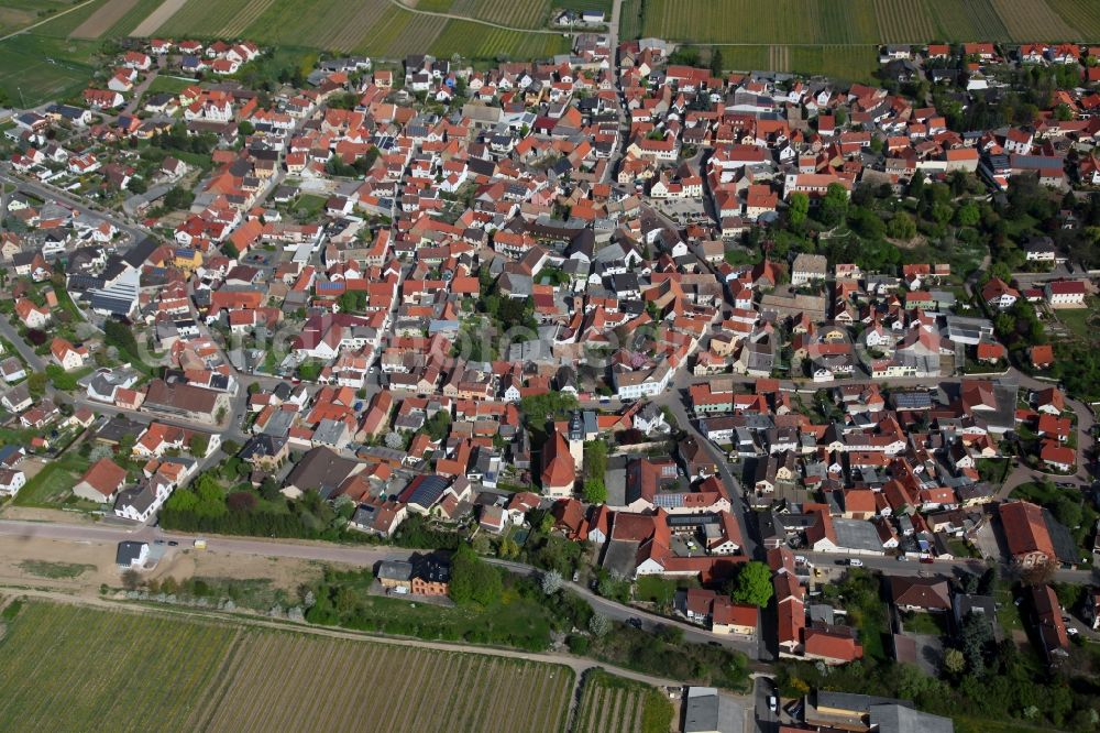 Aerial image Bechtheim - Townscape of Bechtheim is a municipality in the district Alzey-Worms in Rhineland-Palatinate