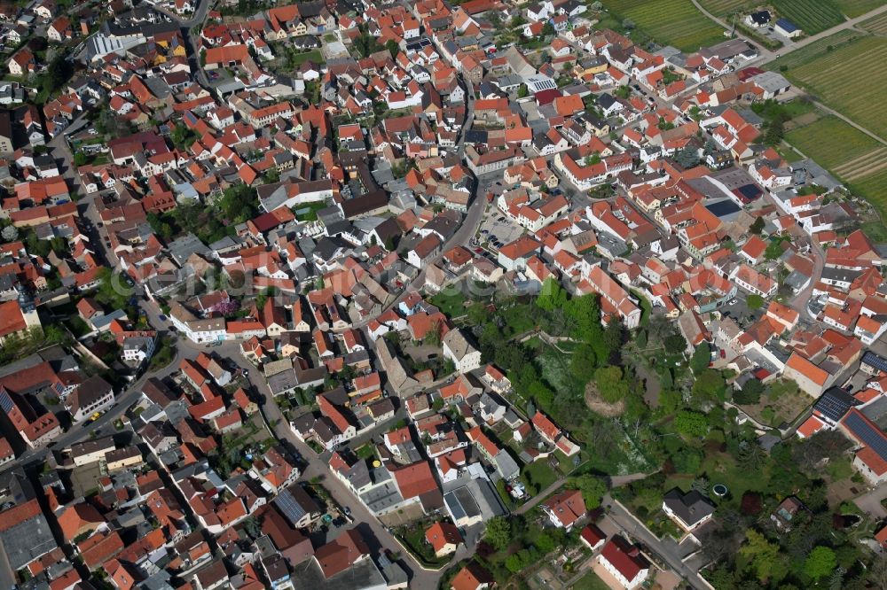 Aerial photograph Bechtheim - Townscape of Bechtheim is a municipality in the district Alzey-Worms in Rhineland-Palatinate