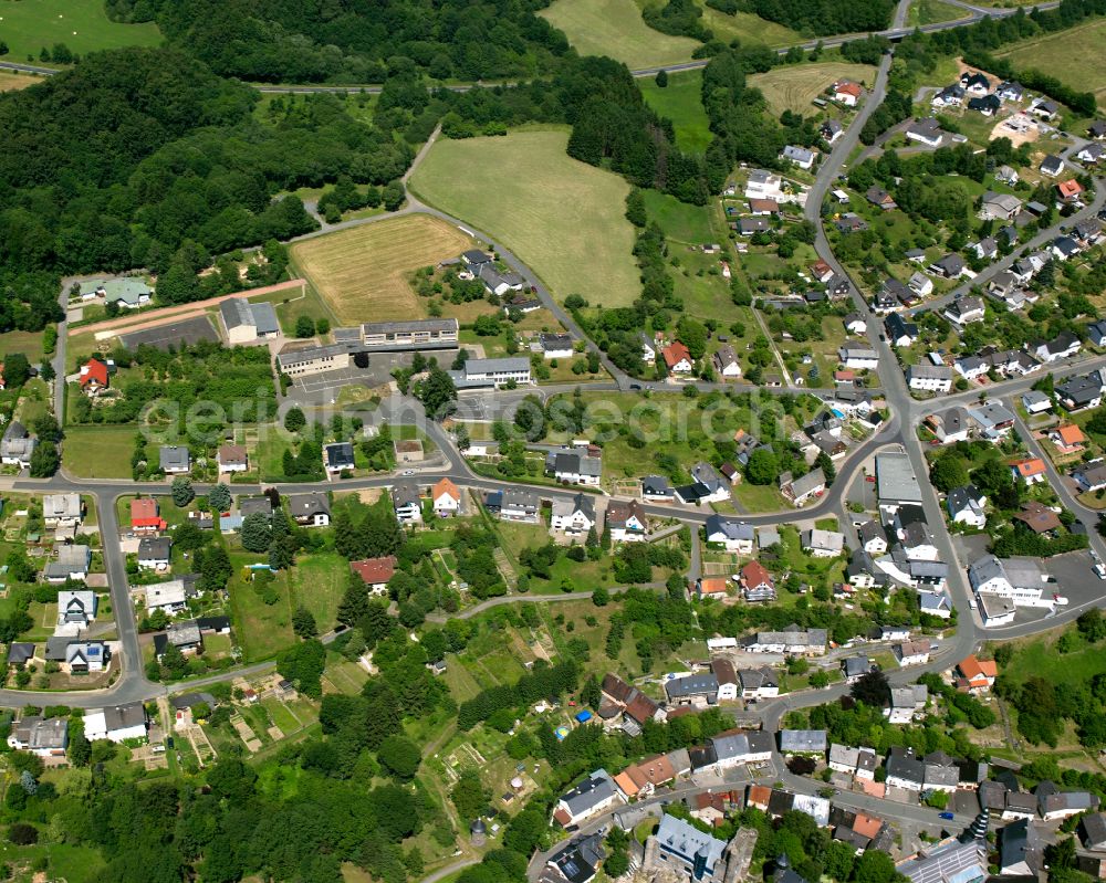 Beilstein from the bird's eye view: Town View of the streets and houses of the residential areas in Beilstein in the state Hesse, Germany