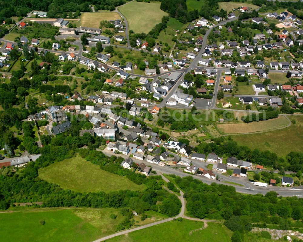 Beilstein from above - Town View of the streets and houses of the residential areas in Beilstein in the state Hesse, Germany