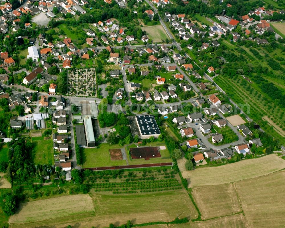 Aerial image Ottersweier - City view of the streets and houses of the residential areas in the area of a??a??Laufer Strasse in Ottersweier in the state Baden-Wuerttemberg, Germany