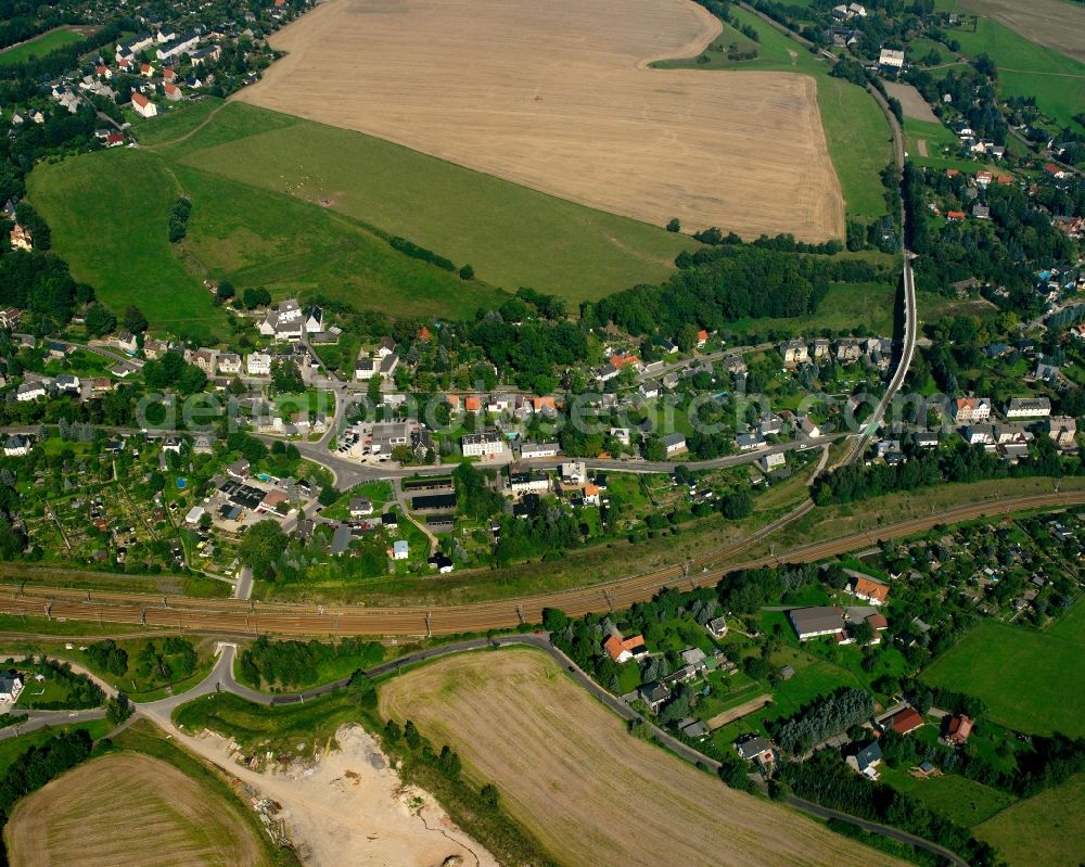 Niederwiesa from above - Town View of the streets and houses of the residential areas in the Talstrasse area in Niederwiesa in the state Saxony, Germany