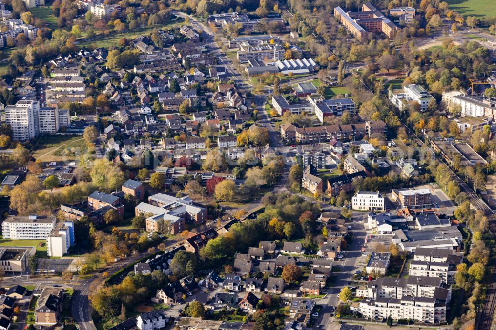 Bergheim from the bird's eye view: View of the streets and houses of the residential areas in Bergheim in the federal state of North Rhine-Westphalia, Germany