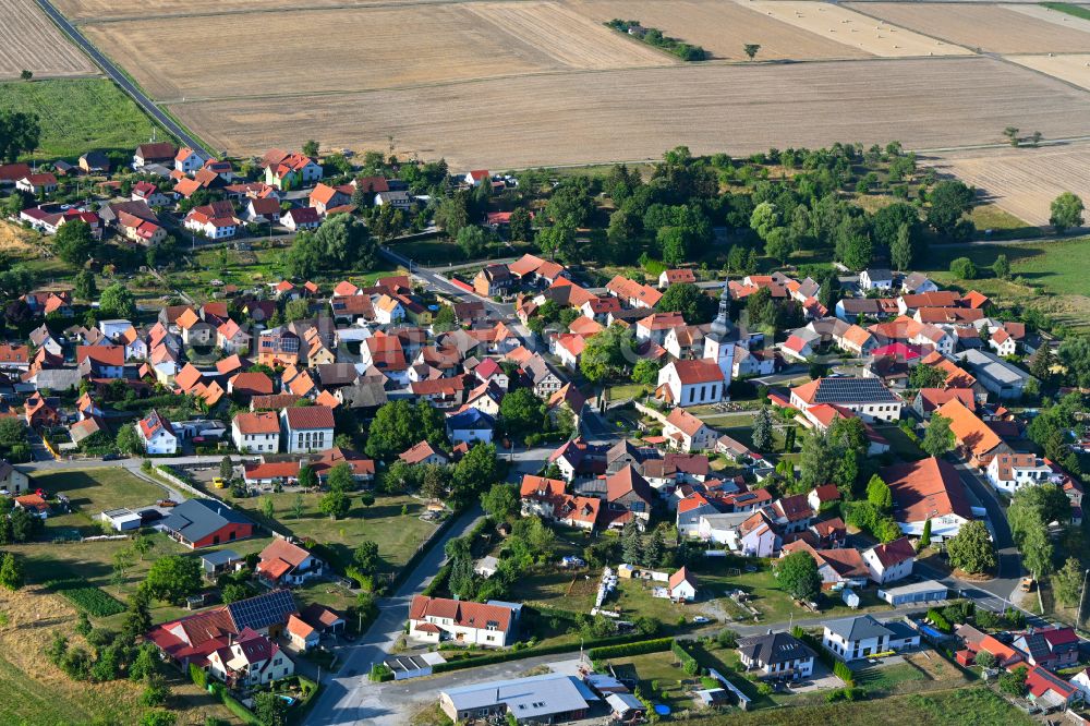 Aerial image Berkach - Town View of the streets and houses of the residential areas in Berkach in the state Thuringia, Germany