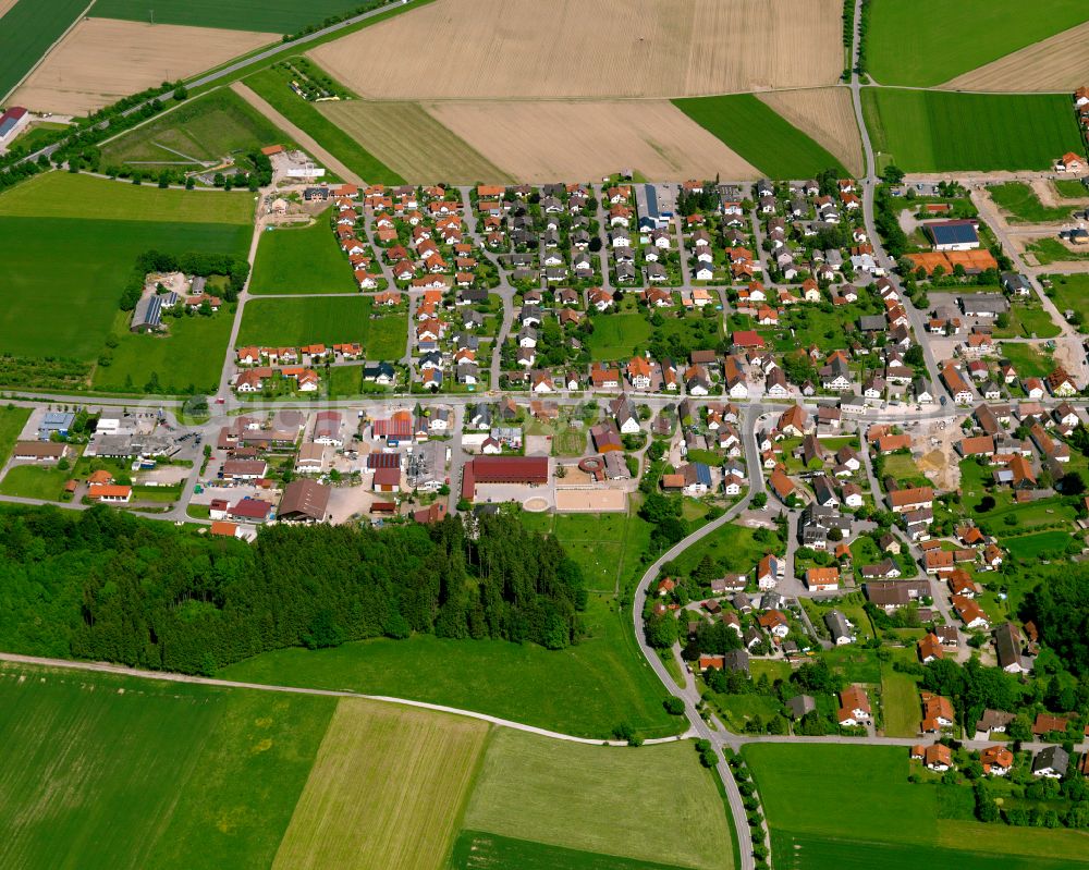 Aerial image Berkheim - Town View of the streets and houses of the residential areas in Berkheim in the state Baden-Wuerttemberg, Germany