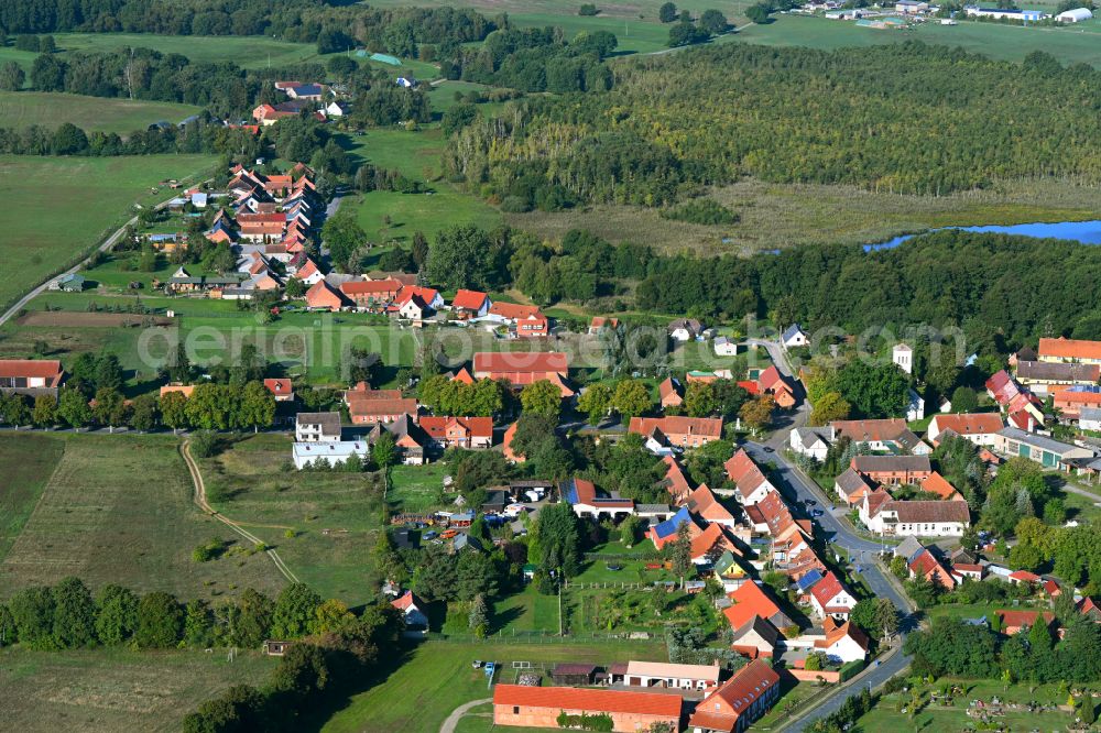 Aerial image Berlinchen - Town View of the streets and houses of the residential areas in Berlinchen in the state Brandenburg, Germany