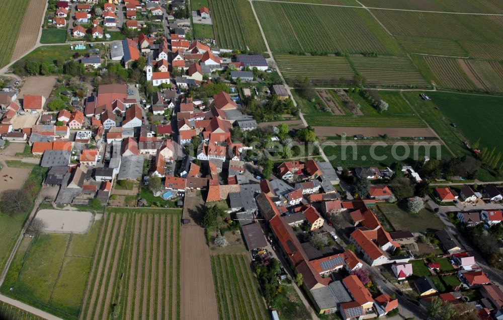 Aerial photograph Bermersheim - Townscape of Bermersheim is a municipality in the district Alzey-Worms in Rhineland-Palatinate