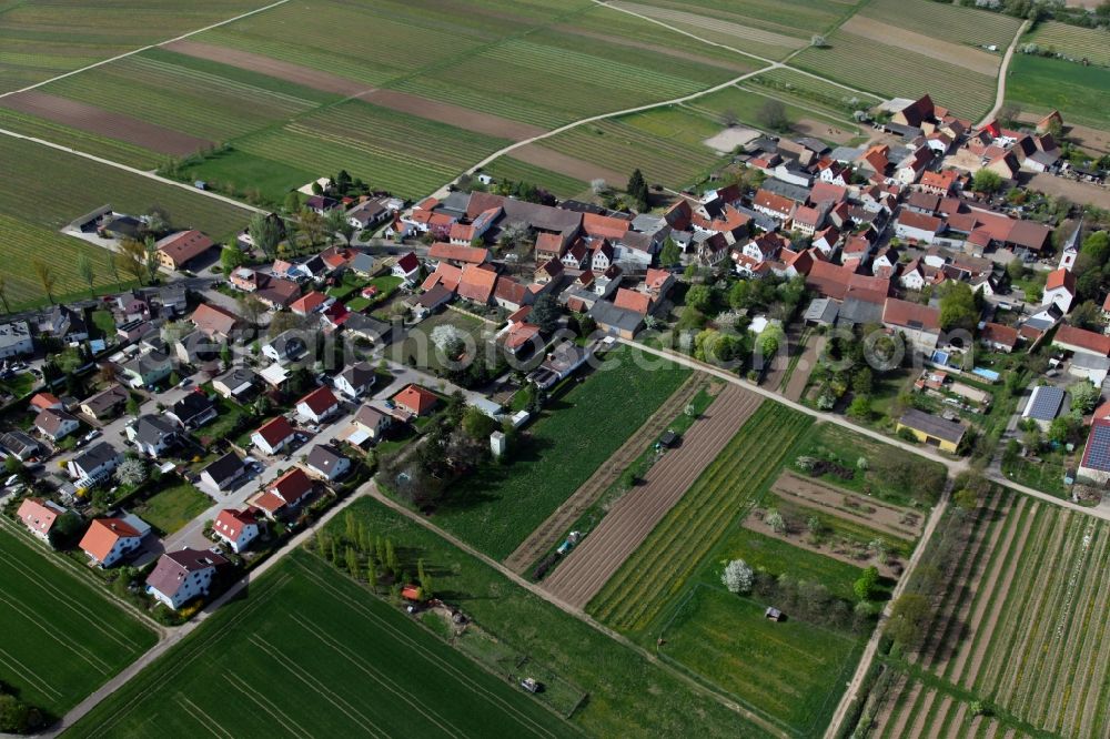 Bermersheim from above - Townscape of Bermersheim is a municipality in the district Alzey-Worms in Rhineland-Palatinate