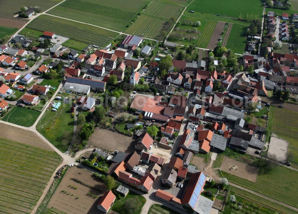 Bermersheim from above - Townscape of Bermersheim is a municipality in the district Alzey-Worms in Rhineland-Palatinate