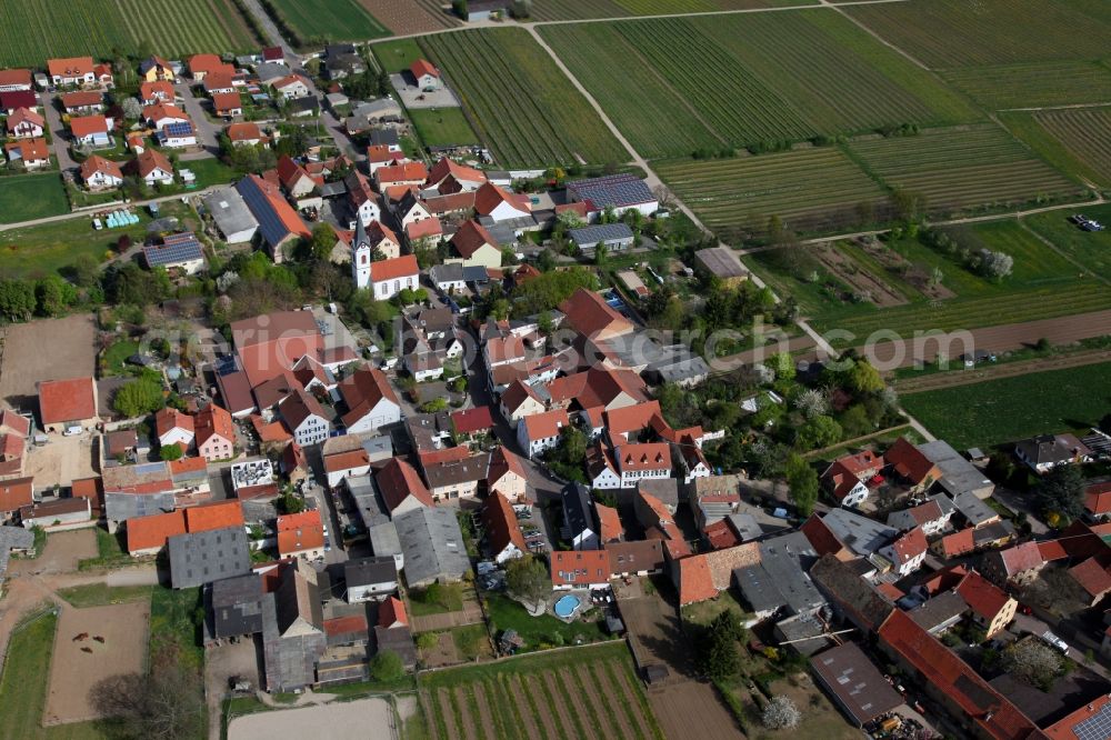 Aerial image Bermersheim - Townscape of Bermersheim is a municipality in the district Alzey-Worms in Rhineland-Palatinate