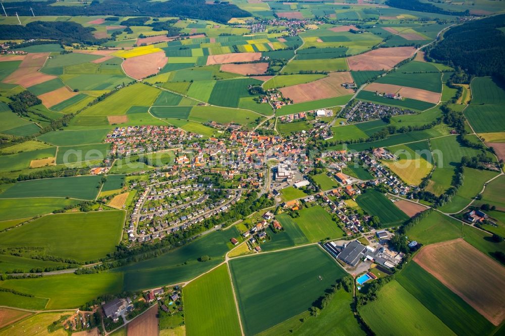 Berndorf from the bird's eye view: Town View of the streets and houses in Berndorf in the state Hesse, Germany