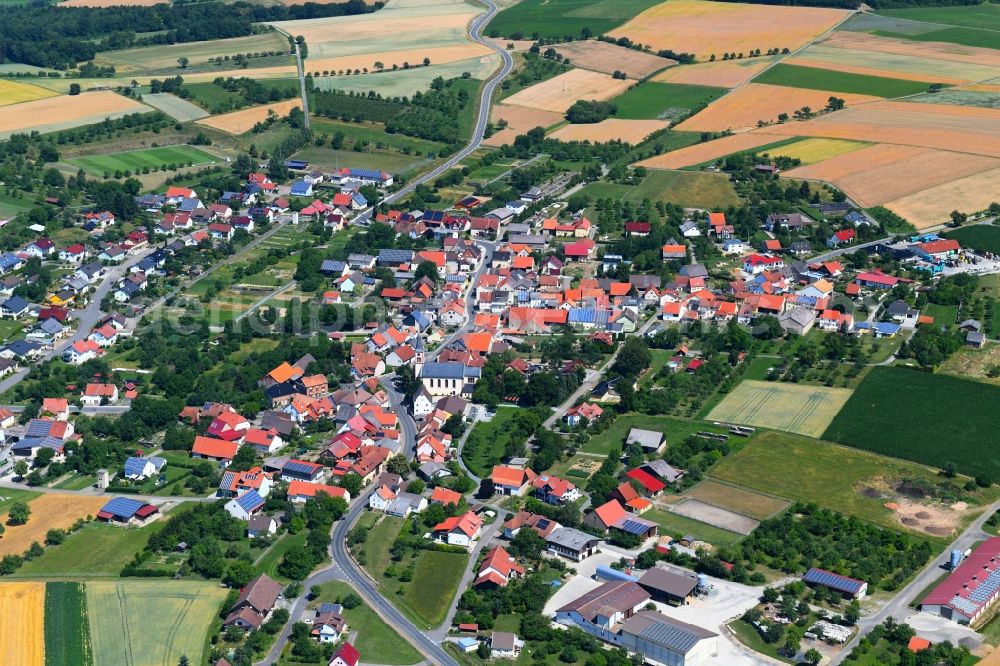 Aerial photograph Berolzheim - Town View of the streets and houses of the residential areas in Berolzheim in the state Baden-Wurttemberg, Germany