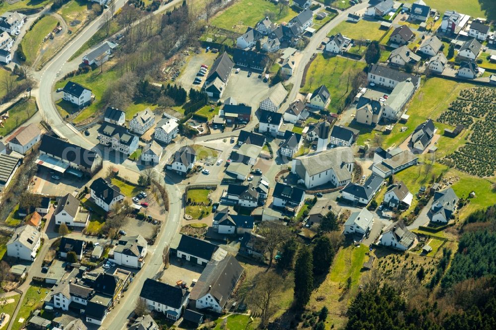 Aerial image Bestwig - Town View of the streets and houses of the residential areas in Bestwig in the state North Rhine-Westphalia, Germany