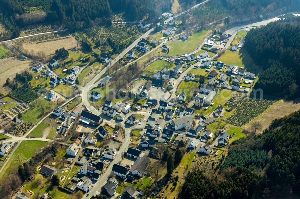 Aerial photograph Bestwig - Town View of the streets and houses of the residential areas in Bestwig in the state North Rhine-Westphalia, Germany