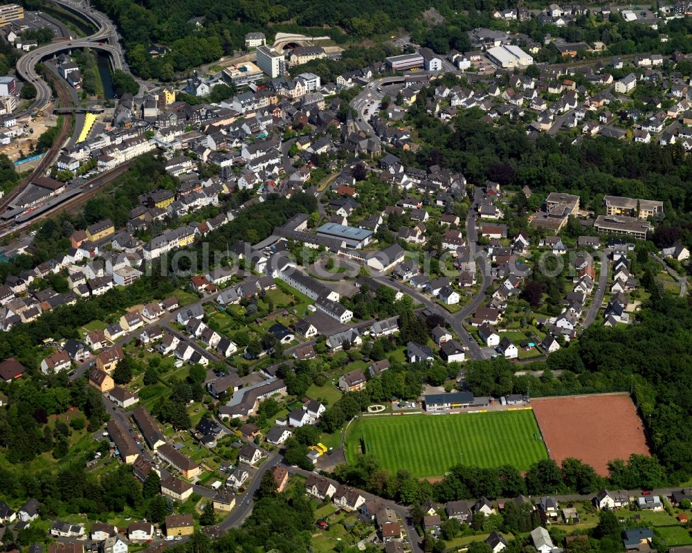 Betzdorf from the bird's eye view: Town View of the streets and houses of the residential areas in Betzdorf in the state Rhineland-Palatinate, Germany