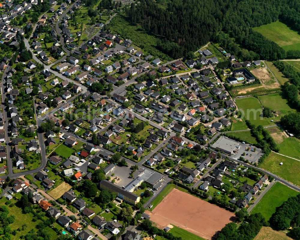 Betzdorf from above - Town View of the streets and houses of the residential areas in Betzdorf in the state Rhineland-Palatinate, Germany