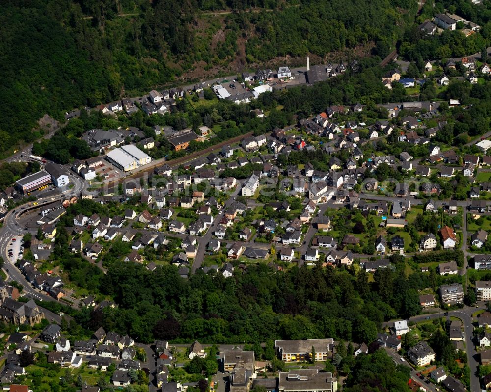 Aerial image Betzdorf - Town View of the streets and houses of the residential areas in Betzdorf in the state Rhineland-Palatinate, Germany