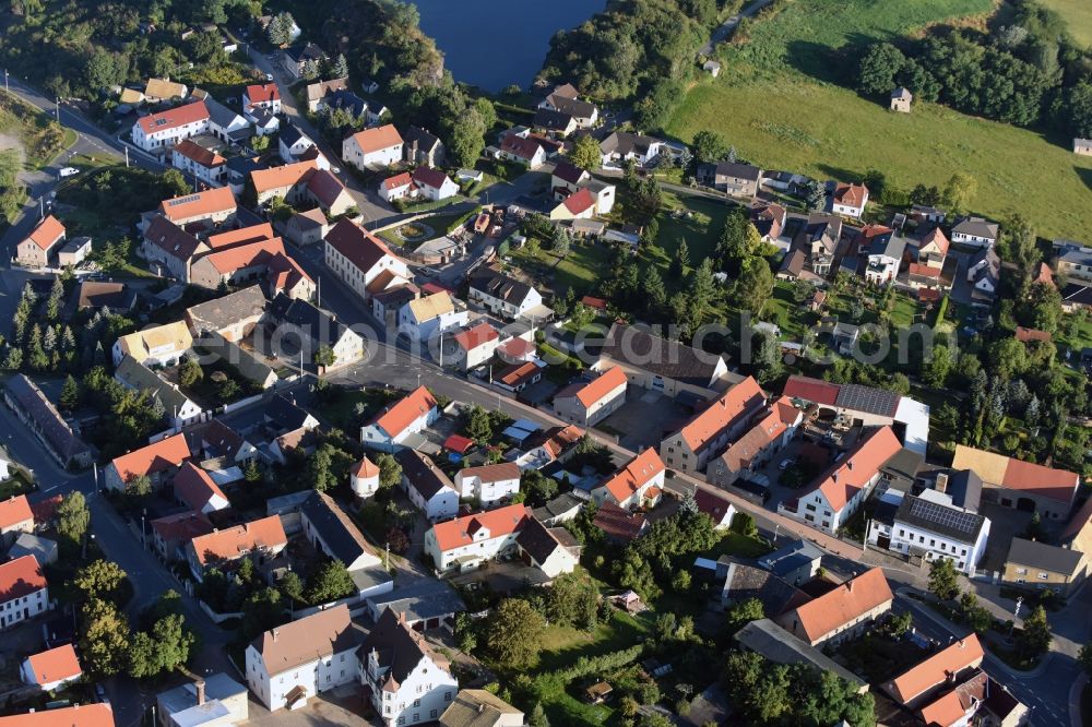 Böhlitz from above - Town View of the streets and houses of the residential areas in Boehlitz in the state Saxony