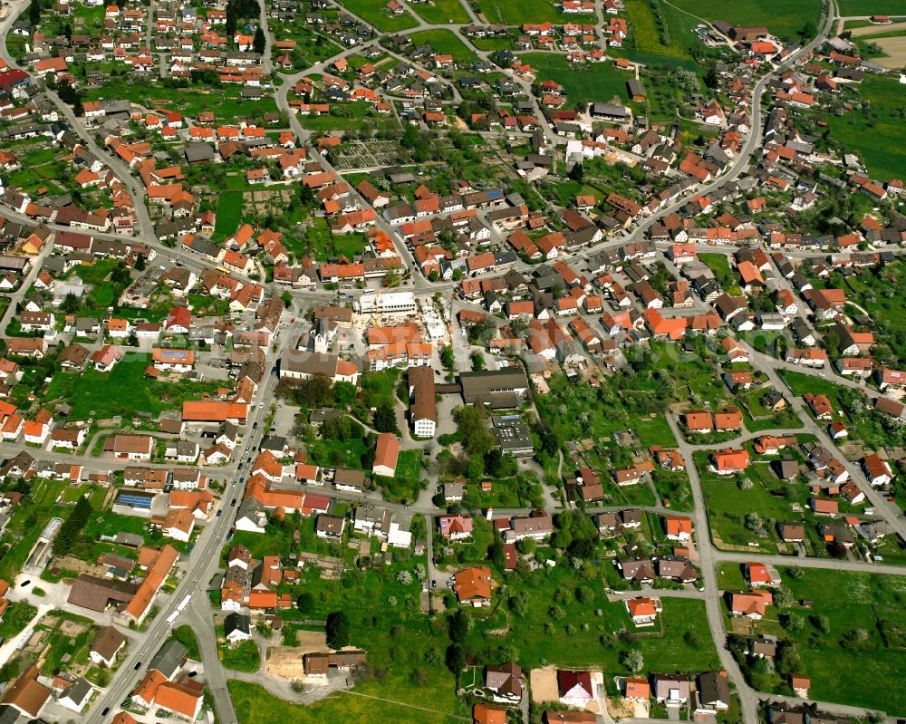 Böhmenkirch from above - Town View of the streets and houses of the residential areas in Böhmenkirch in the state Baden-Wuerttemberg, Germany