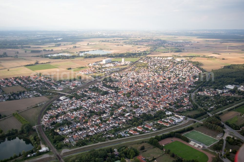 Aerial image Biblis - Town View of the streets and houses of the residential areas in Biblis in the state Hesse