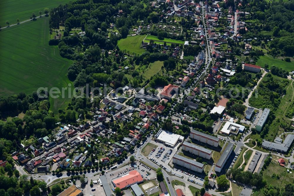 Biesenthal from above - Town View of the streets and houses of the residential areas in Biesenthal in the state Brandenburg, Germany