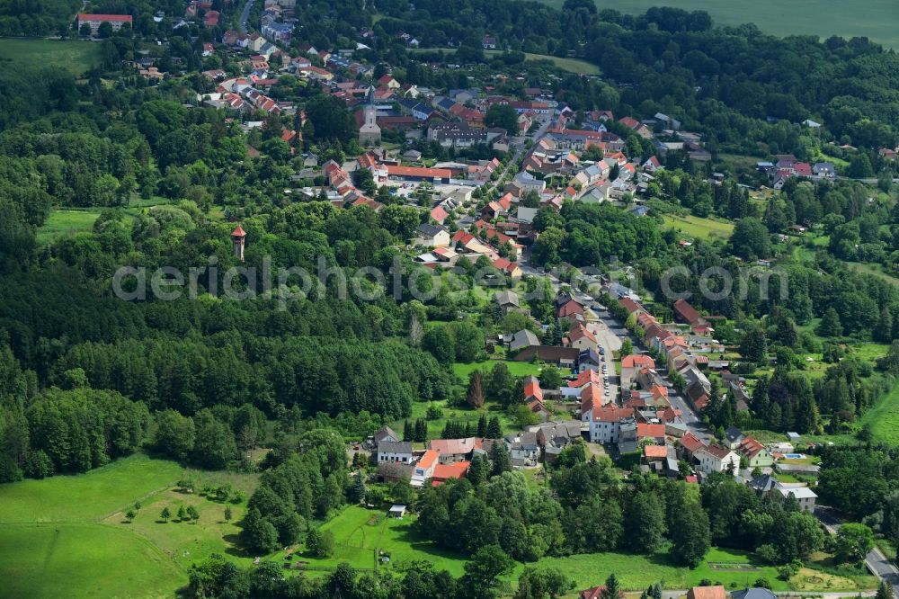 Biesenthal from above - Town View of the streets and houses of the residential areas in Biesenthal in the state Brandenburg, Germany