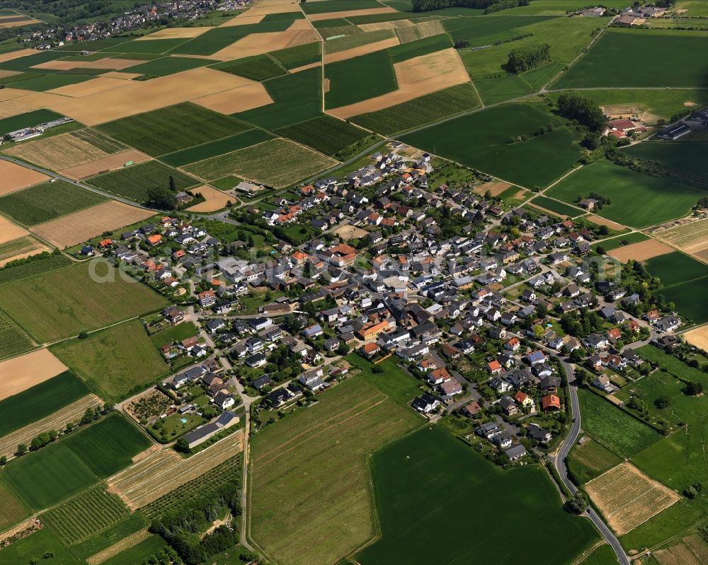 Grafschaft from above - View of the Birresdorf district of the borough of Grafschaft in the state of Rhineland-Palatinate. Birresdorf is one of eleven districts of the borough and is characterised by agriculture and surrounded by fields