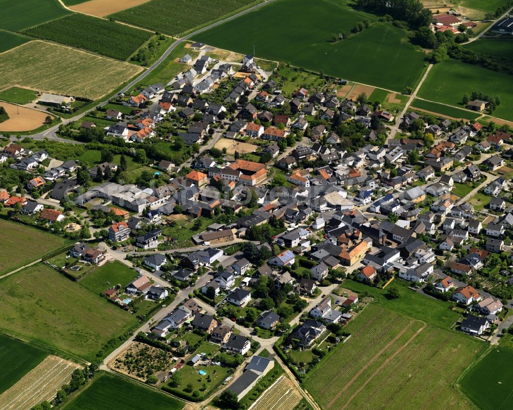 Aerial image Grafschaft - View of the Birresdorf district of the borough of Grafschaft in the state of Rhineland-Palatinate. Birresdorf is one of eleven districts of the borough and is characterised by agriculture and surrounded by fields