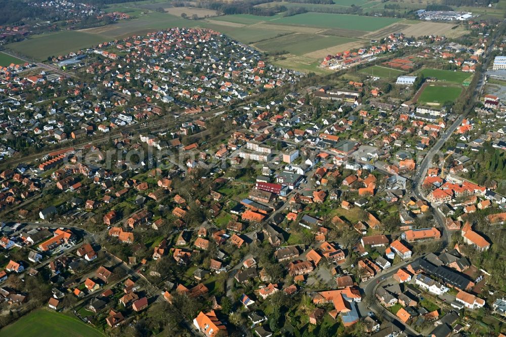 Aerial photograph Bissendorf - Town View of the streets and houses of the residential areas in Bissendorf in the state Lower Saxony, Germany