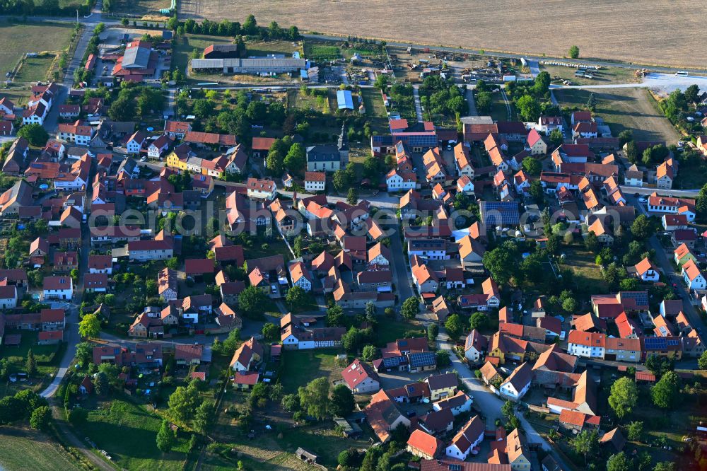 Bittstädt from above - Town View of the streets and houses of the residential areas in Bittstädt in the state Thuringia, Germany