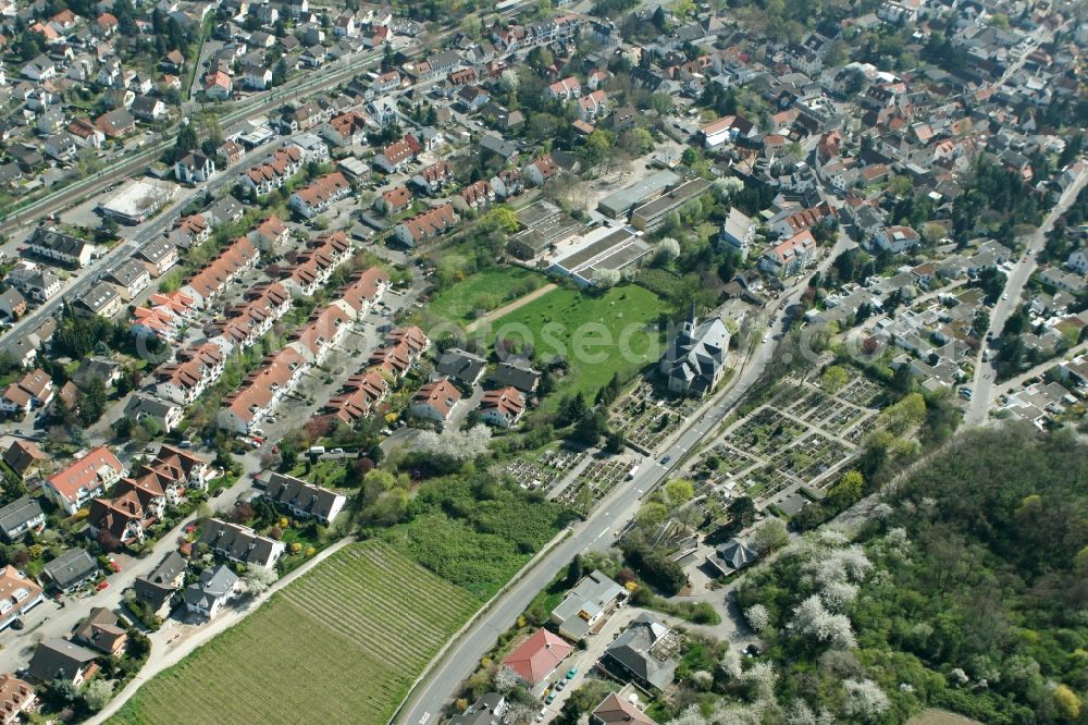 Aerial image Mainz - Church Mariae Heimsuchung at the Pfarrer Goedecker Strasse in Mainz in Rhineland-Palatine