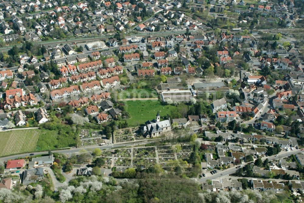 Mainz from the bird's eye view: Church Mariae Heimsuchung at the Pfarrer Goedecker Strasse in Mainz in Rhineland-Palatine