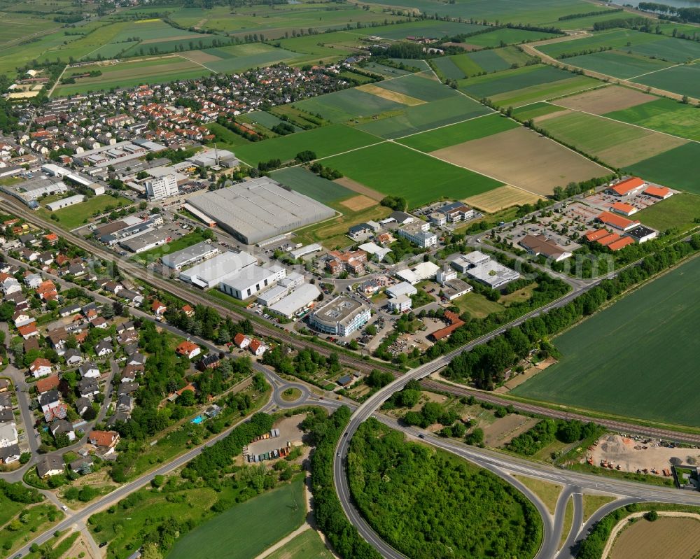 Aerial image Bodenheim - View at Bodenheim in the state of Rhineland-Palatinate. Bodenheim is located along the Rhine and the border of the states of Rhineland Palatinate and Hesse