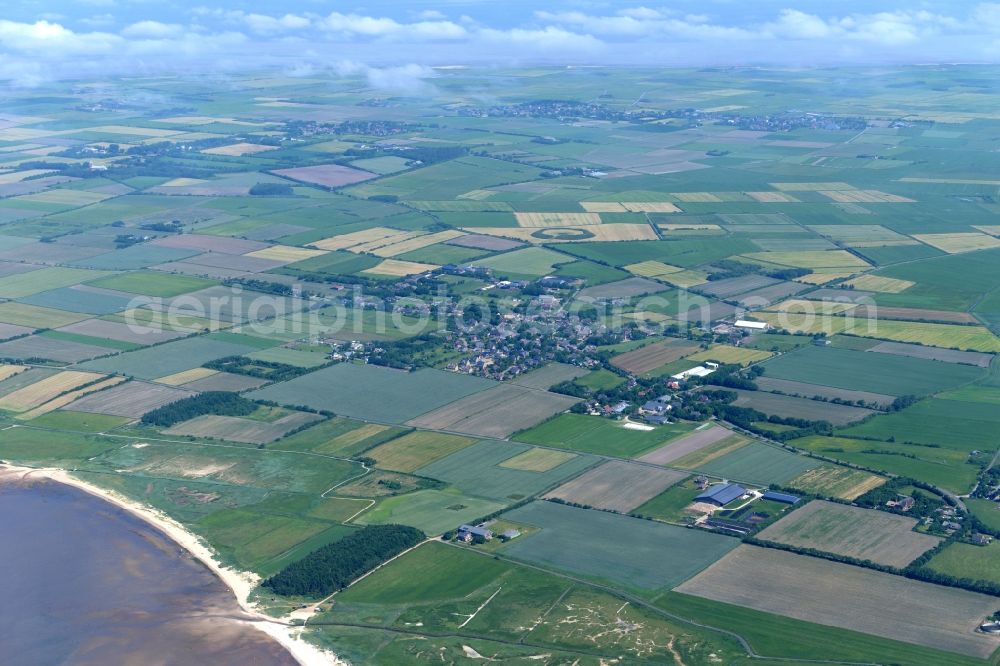 Aerial image Borgsum - Town View of the streets and houses of the residential areas in Borgsum in the state Schleswig-Holstein