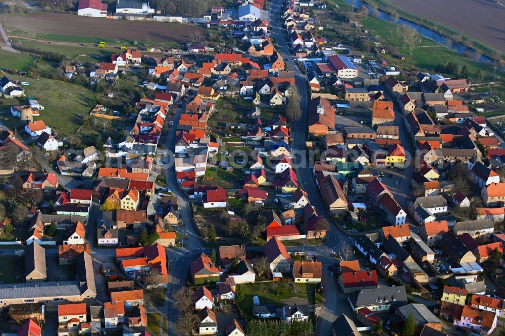 Aerial image Bottendorf - Town View of the streets and houses of the residential areas in Bottendorf in the state Thuringia, Germany