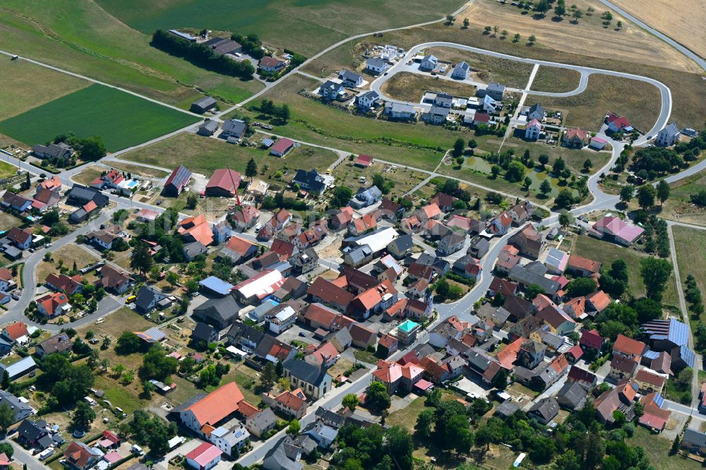 Boxberg from above - Town View of the streets and houses of the residential areas in Boxberg in the state Baden-Wuerttemberg, Germany