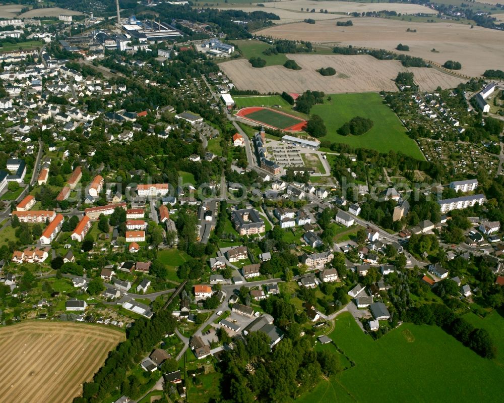 Aerial image Brand-Erbisdorf - Town View of the streets and houses of the residential areas in Brand-Erbisdorf in the state Saxony, Germany