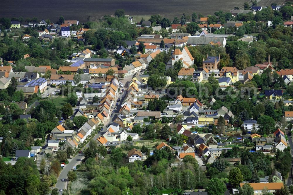 Aerial image Brehna - Town View of the streets and houses of the residential areas in Brehna in the state Saxony-Anhalt, Germany